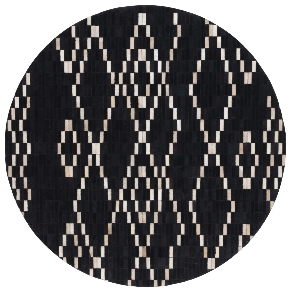 Safavieh Studio Leather 6'-0" x 6'-0" Rug in Black / Beige