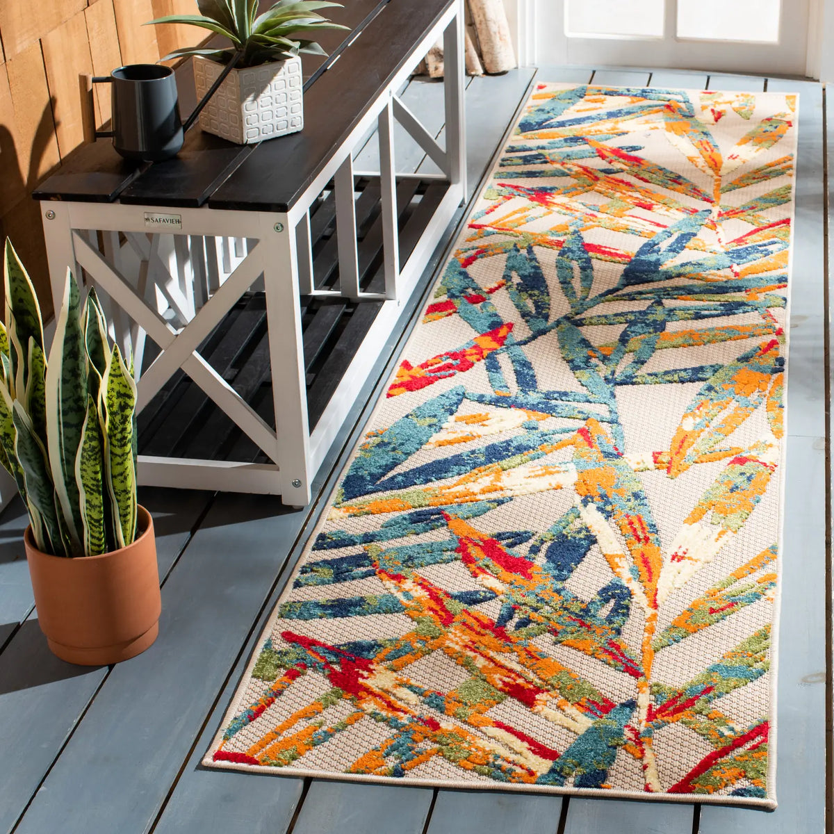 Safavieh Cabana 2'-2" x 11'-0" Rug in Ivory / Navy