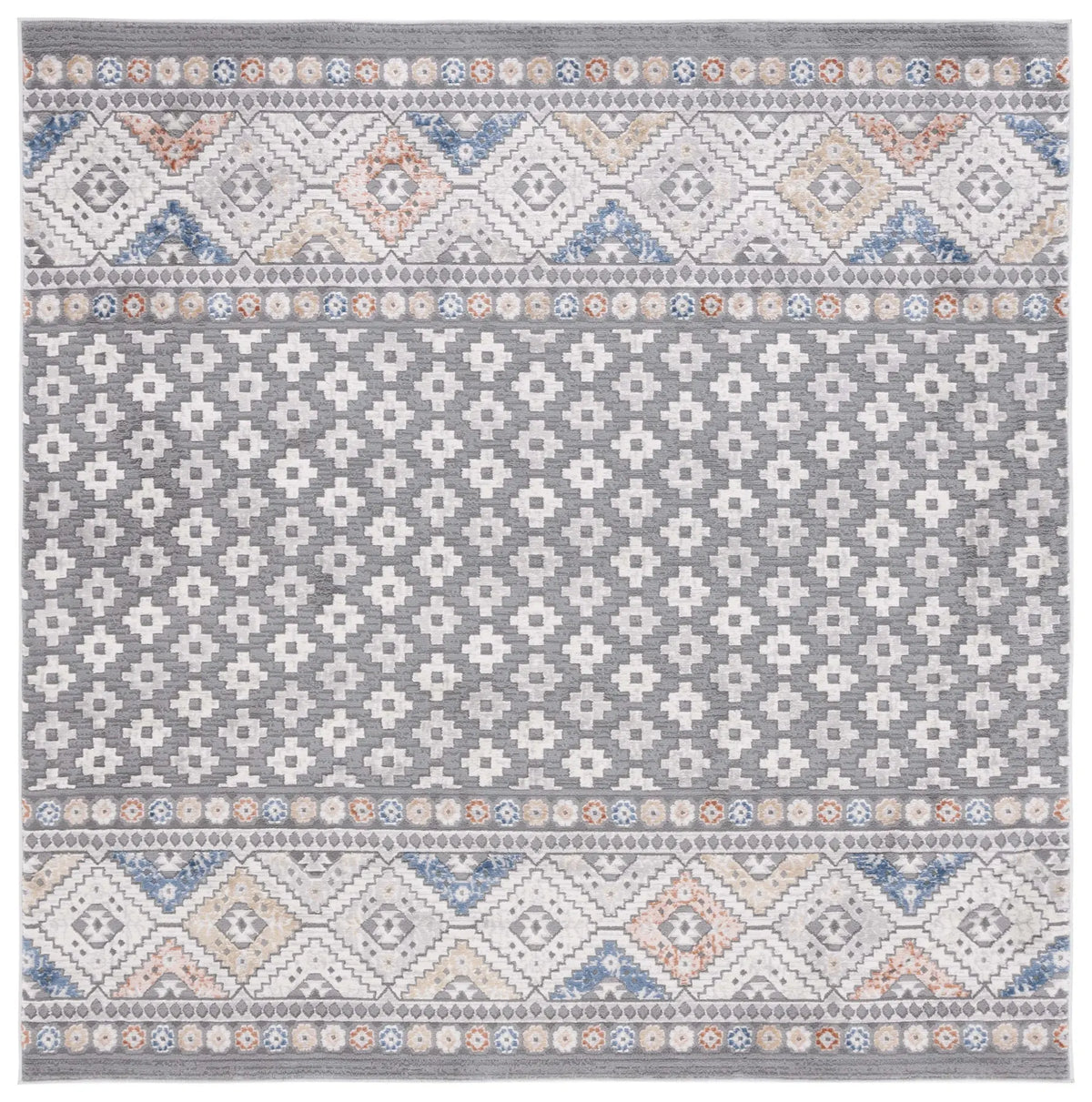 Safavieh Eternal 6'-7" x 6'-7" Rug in Grey / Blue Rust