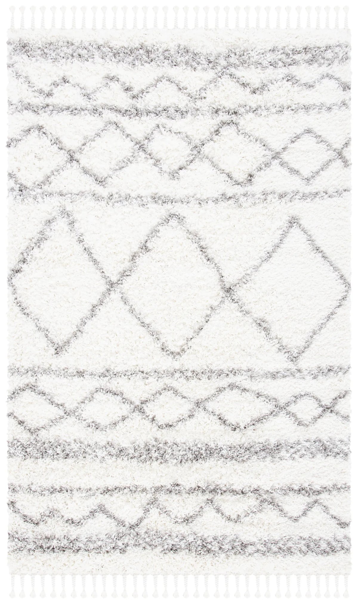 Safavieh Pro Lux Shag 400 4'-0" x 6'-0" Rug in Ivory / Grey
