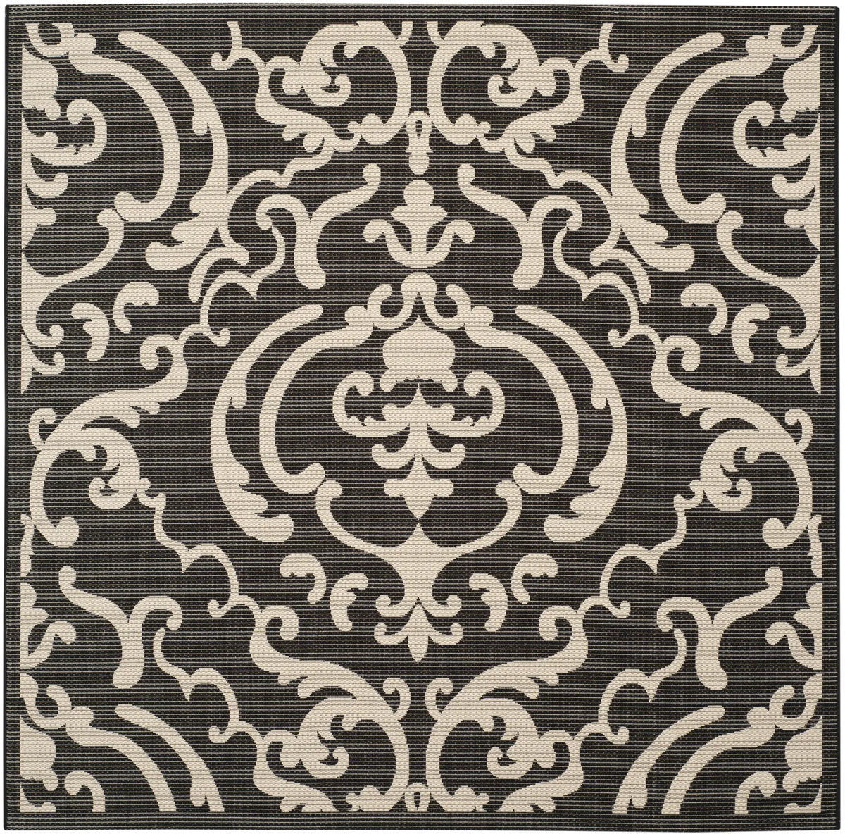 Safavieh Courtyard 6'-7" x 6'-7" Rug in Black / Sand