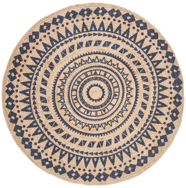 Safavieh Natural Fiber 8'-0" x 8'-0" Rug in Royal Blue / Natural