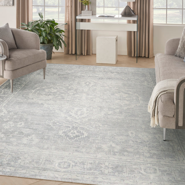 Nourison Astra Machine Washable ASW11 Machine Made Light Grey Rug