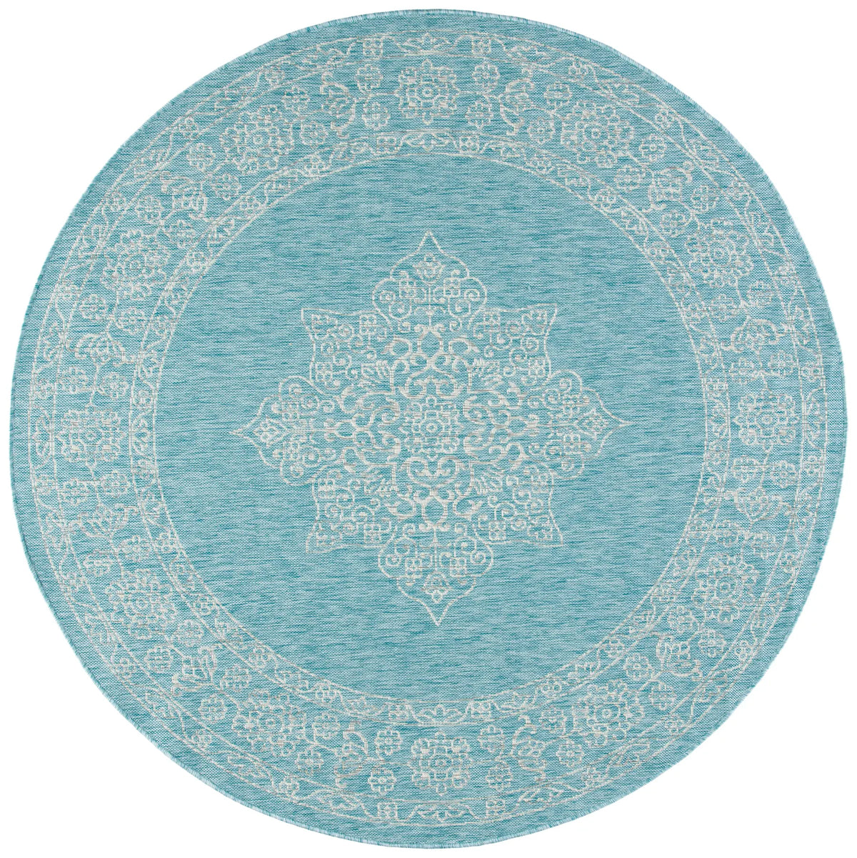 Safavieh Courtyard 6'-7" x 6'-7" Rug in Aqua / Grey