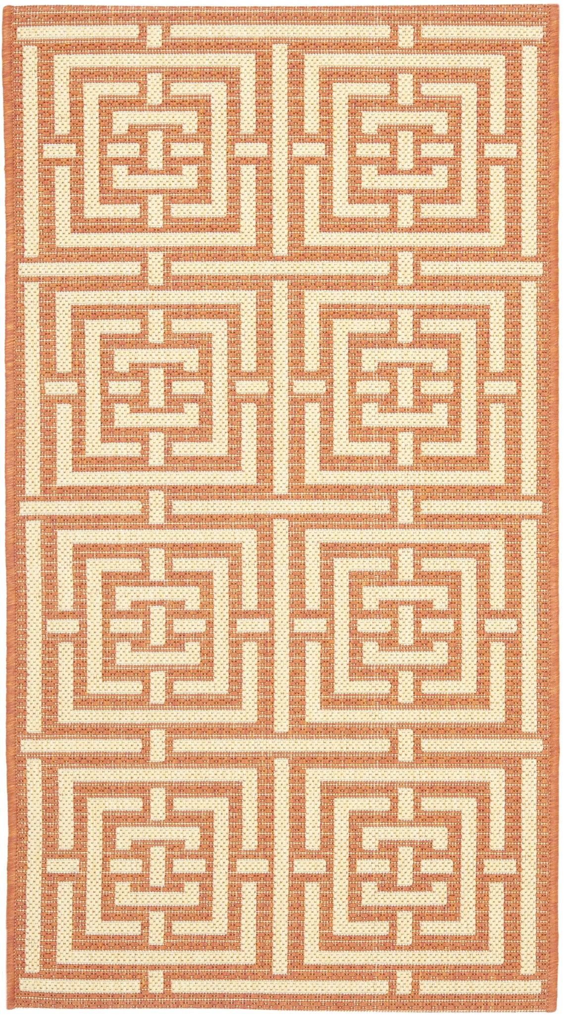 Safavieh Courtyard 2'-0" x 3'-7" Rug in Terracotta / Cream