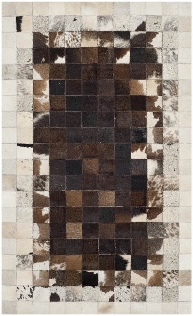 Safavieh Studio Leather 3'-0" x 5'-0" Rug in Ivory / Dark Brown