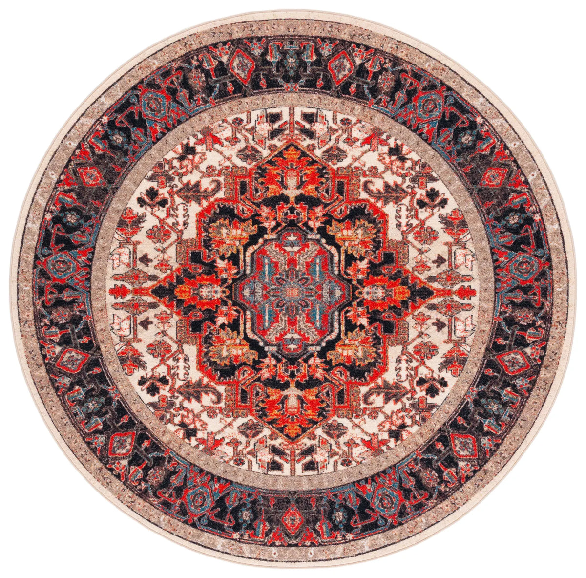 Safavieh Journey 6'-7" x 6'-7" Rug in Ivory / Red