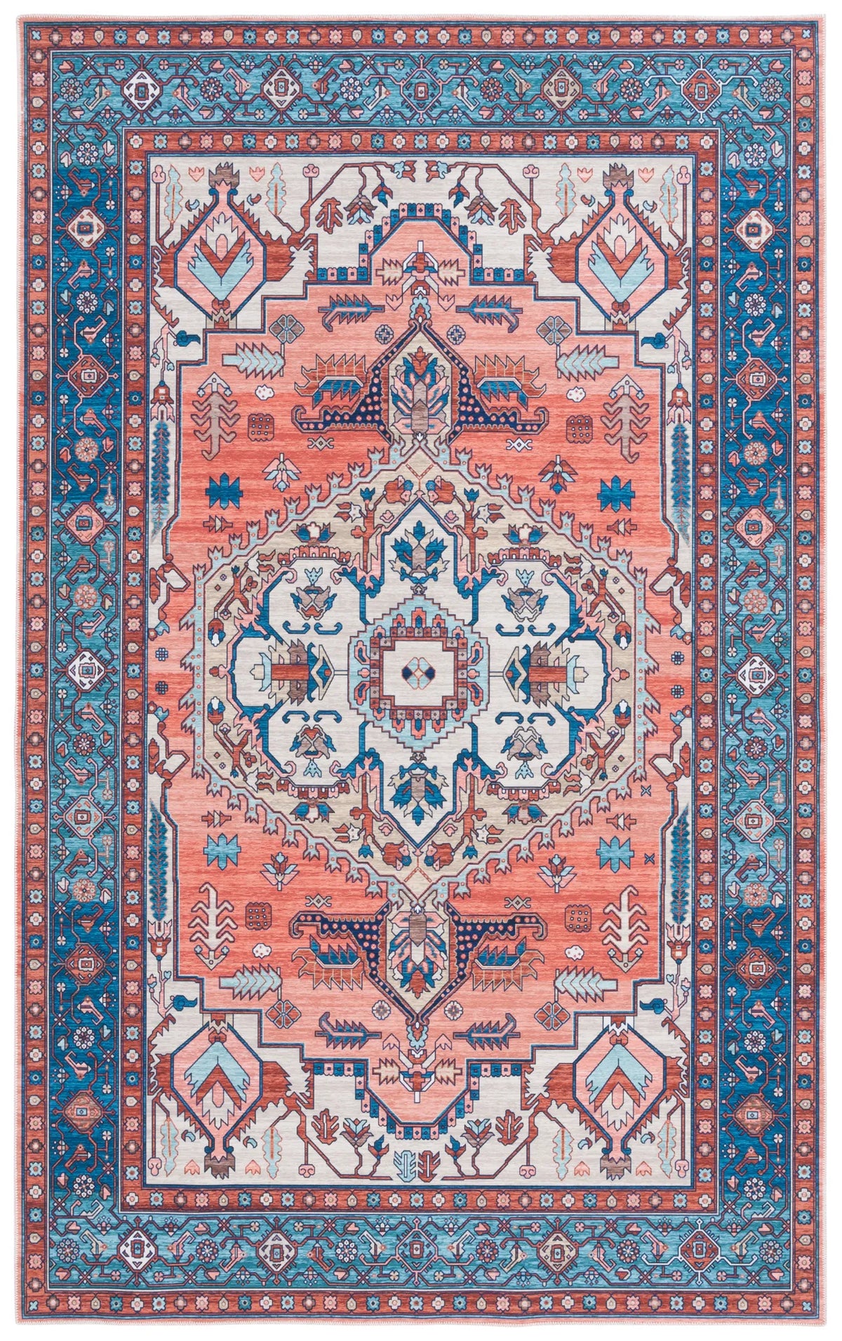 Safavieh Arizona 4'-0" x 6'-0" Rug in Rust / Navy