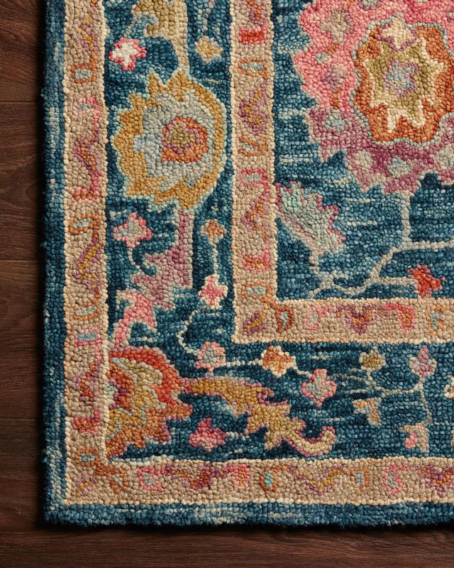 Loloi Padma Pma-01 Marine/Multi Rugs - corner on wood