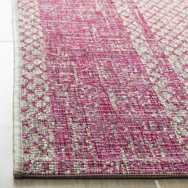 Safavieh Courtyard 4'-0" x 5'-7" Rug in Light Grey / Fuchsia