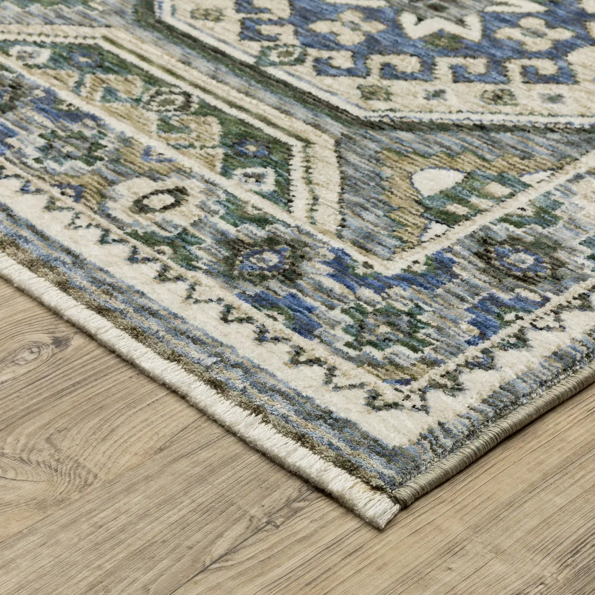 Oriental Weavers Sphinx HASTINGS HA05H Ivory Geometric Rugs - corner detail
