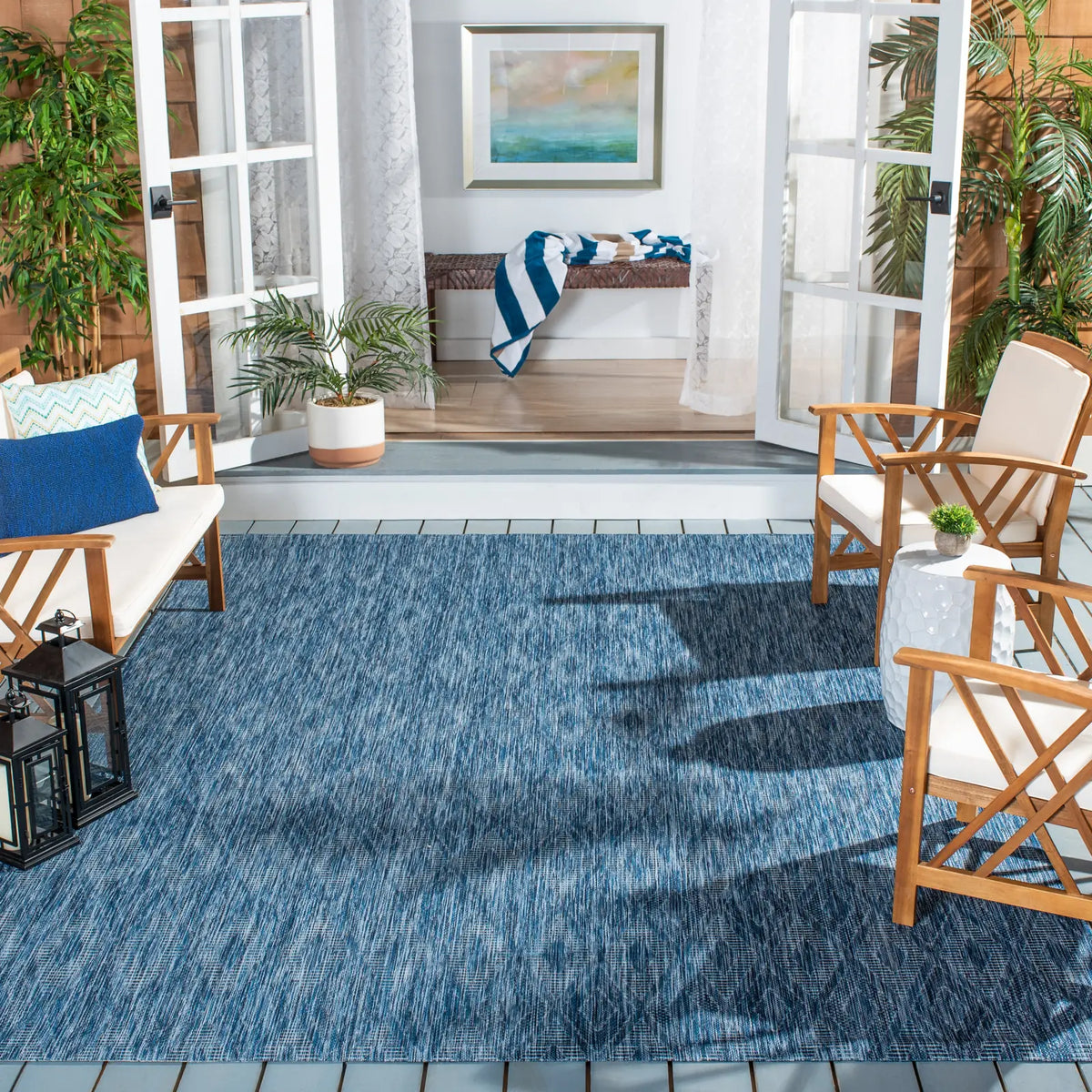 Safavieh Courtyard 10'-0" x 14'-0" Rug in Navy / Navy