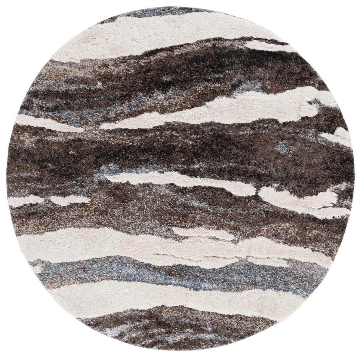 Safavieh Hi-Lo Shag 6'-7" x 6'-7" Rug in Brown / Beige Blue