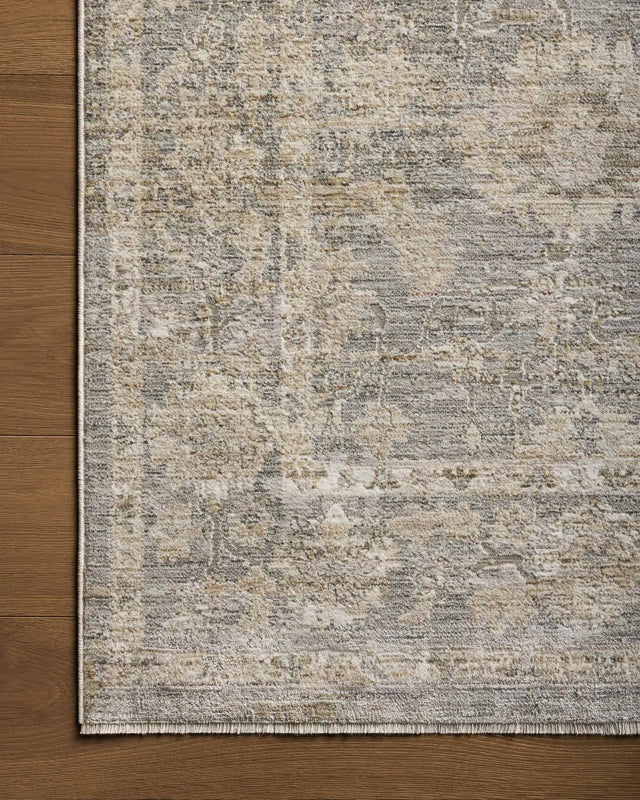 Loloi Tabitha Tai-04 Slate/Natural Rug - corner on wood