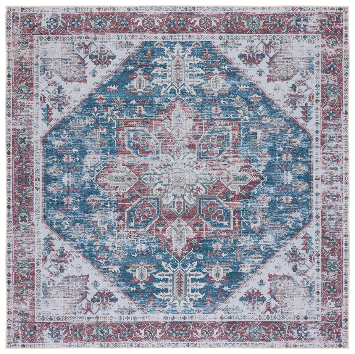 Safavieh Tucson 5'-0" x 5'-0" Rug in Navy / Red