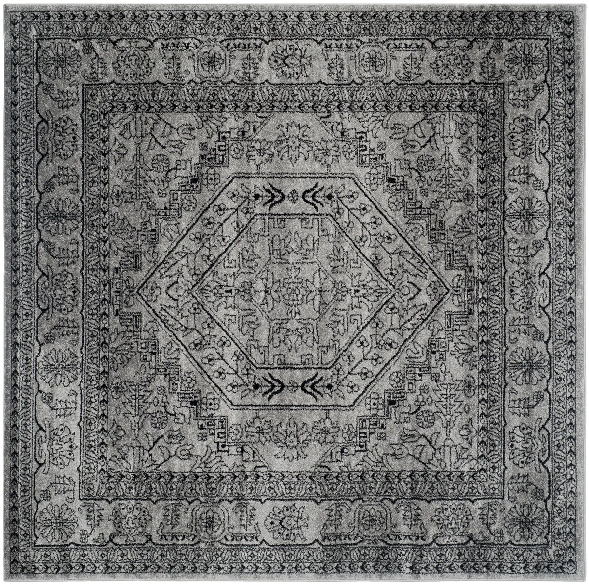 Safavieh Adirondack 8'-0" x 8'-0" Rug in Silver / Black