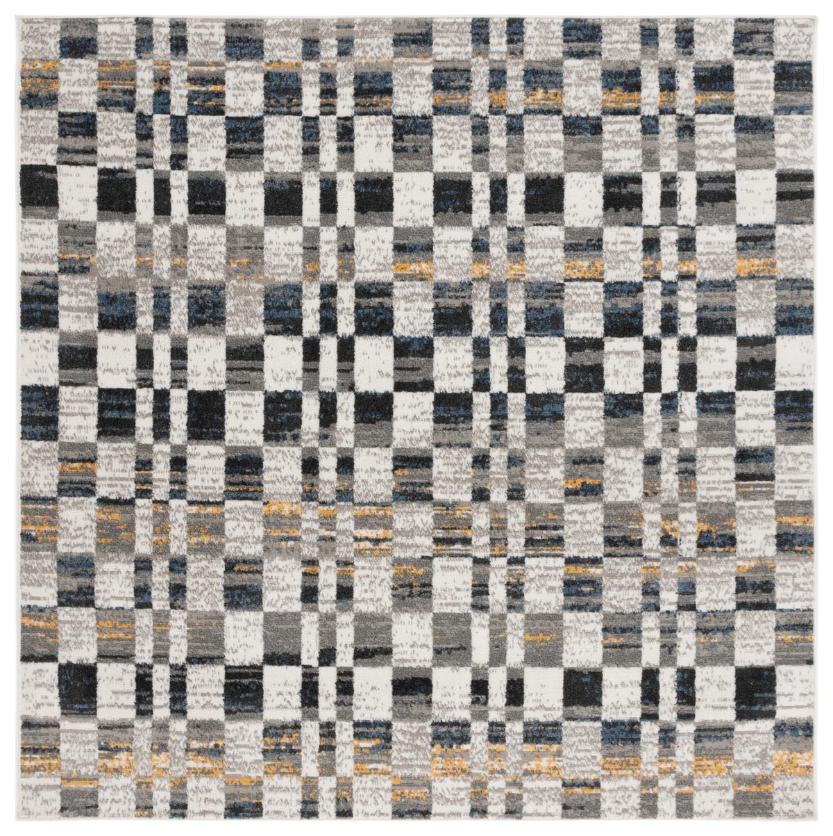 Safavieh Pyramid 6'-7" x 6'-7" Rug in Ivory / Grey Navy