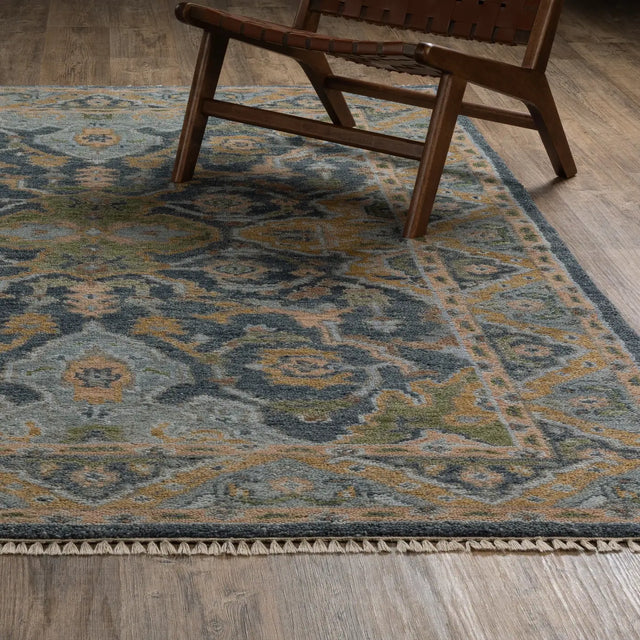 Oriental Weavers Sphinx MAJORCA MAJ03 Blue Floral Rugs - angle/detail