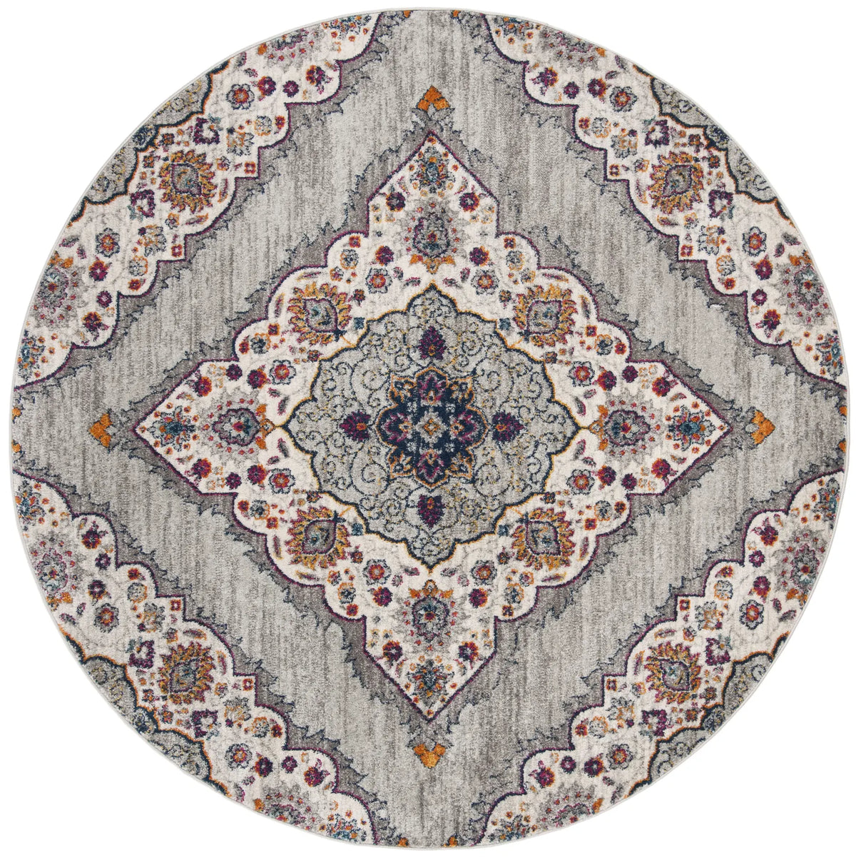 Safavieh Madison 6'-7" x 6'-7" Rug in Light Grey / Fuchsia