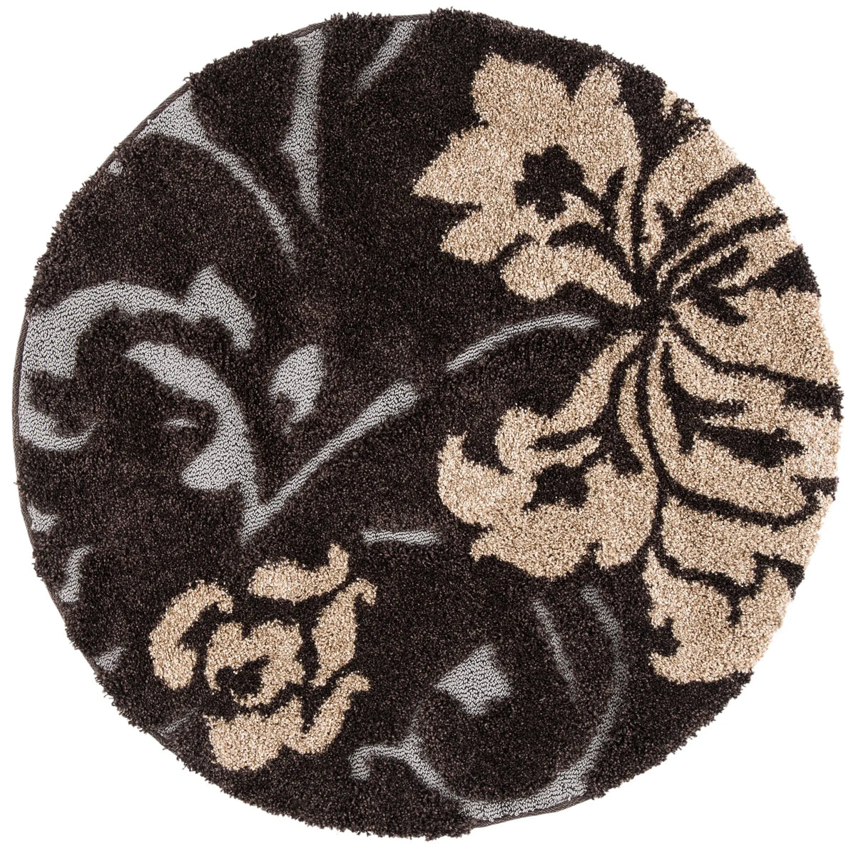 Safavieh Florida Shag 4'-0" x 4'-0" Rug in Dark Brown / Smoke