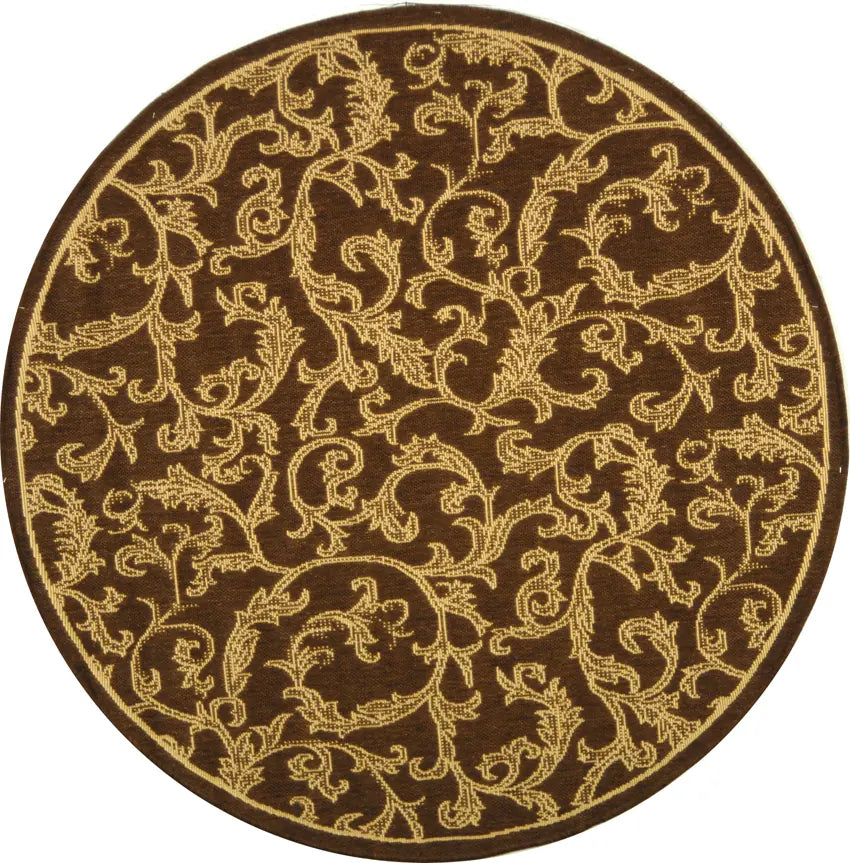 Safavieh Courtyard 5'-3" x 5'-3" Rug in Brown / Natural