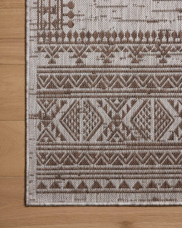 Loloi Easton ESN-01 Coffee / Dove Rug - corner on wood