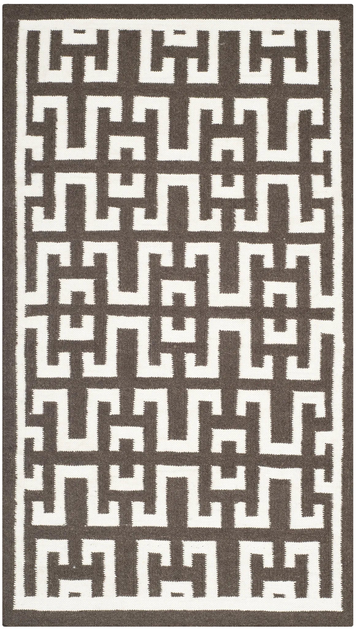 Safavieh Dhurries 3'-0" x 5'-0" Rug in Chocolate / Ivory