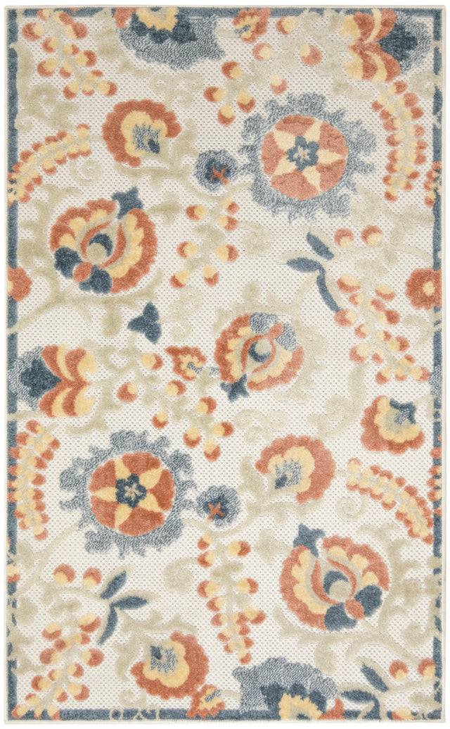Nourison Aloha ALH17 Machine Made Grey, Multicolor Rug