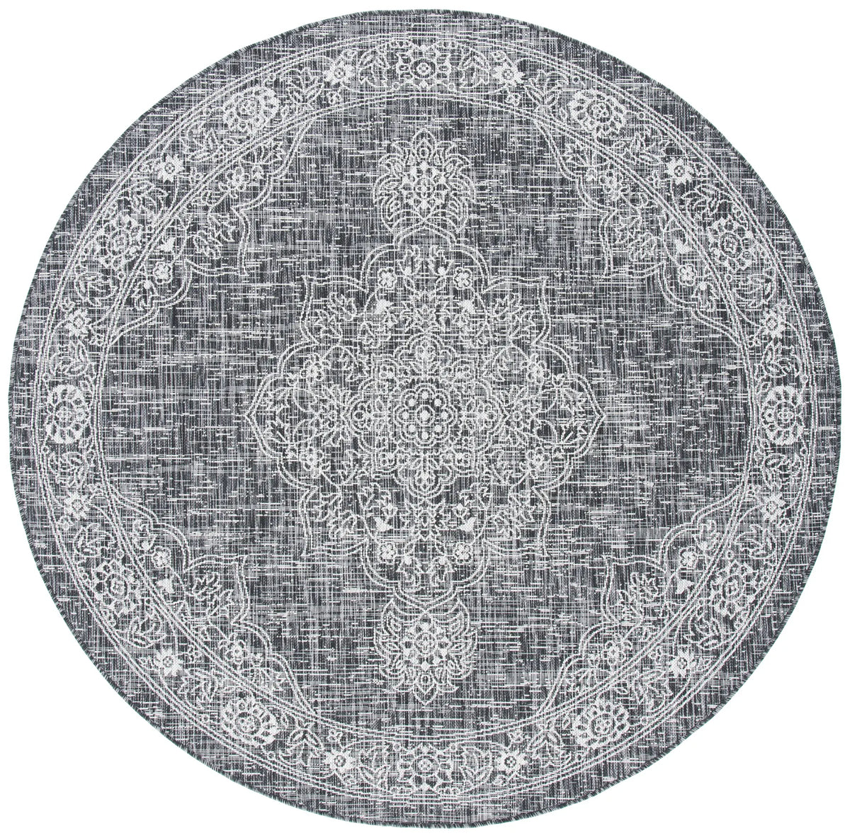 Safavieh Courtyard 6'-7" x 6'-7" Rug in Grey / Black