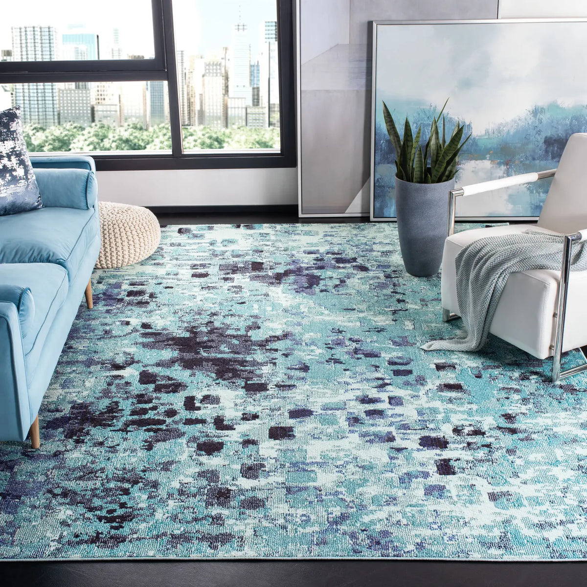 Safavieh Madison 10'-0" x 14'-0" Rug in Turquoise / Navy