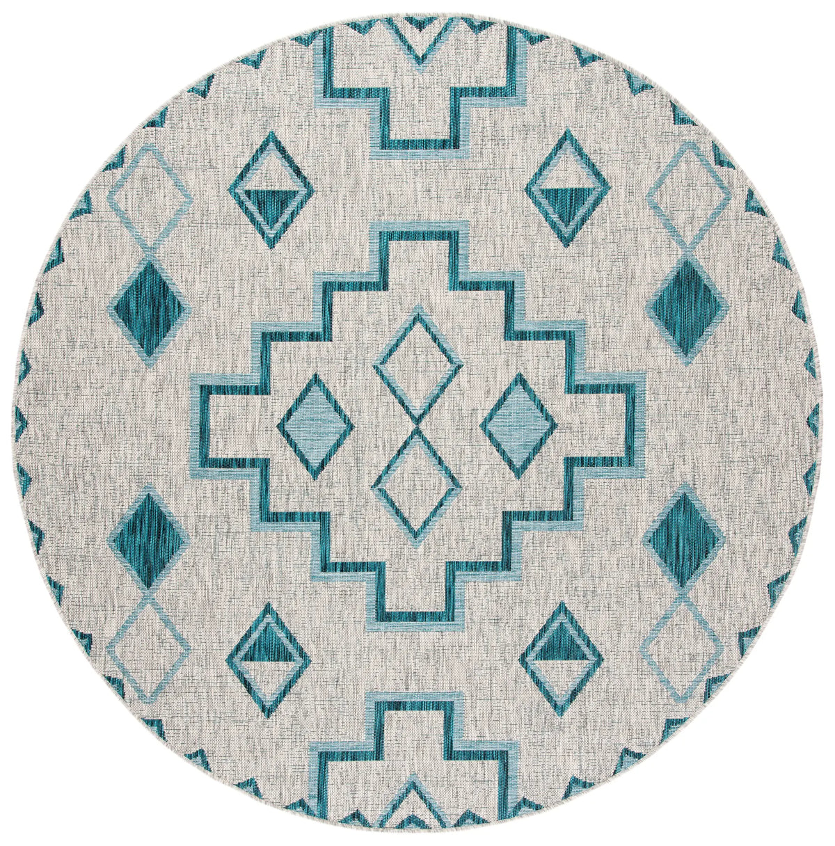 Safavieh Courtyard 6'-7" x 6'-7" Rug in Grey / Teal
