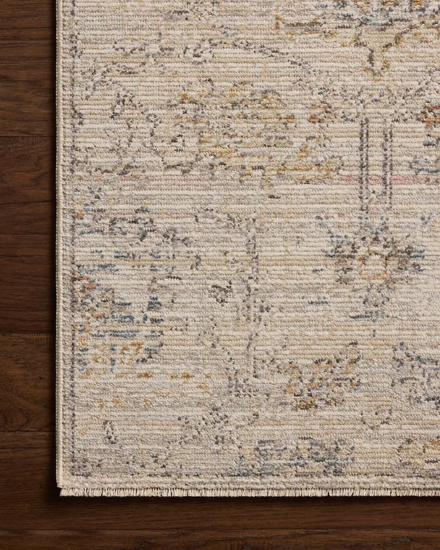 Loloi Milena MLE-07 Ivory / Granite Rug - corner on wood