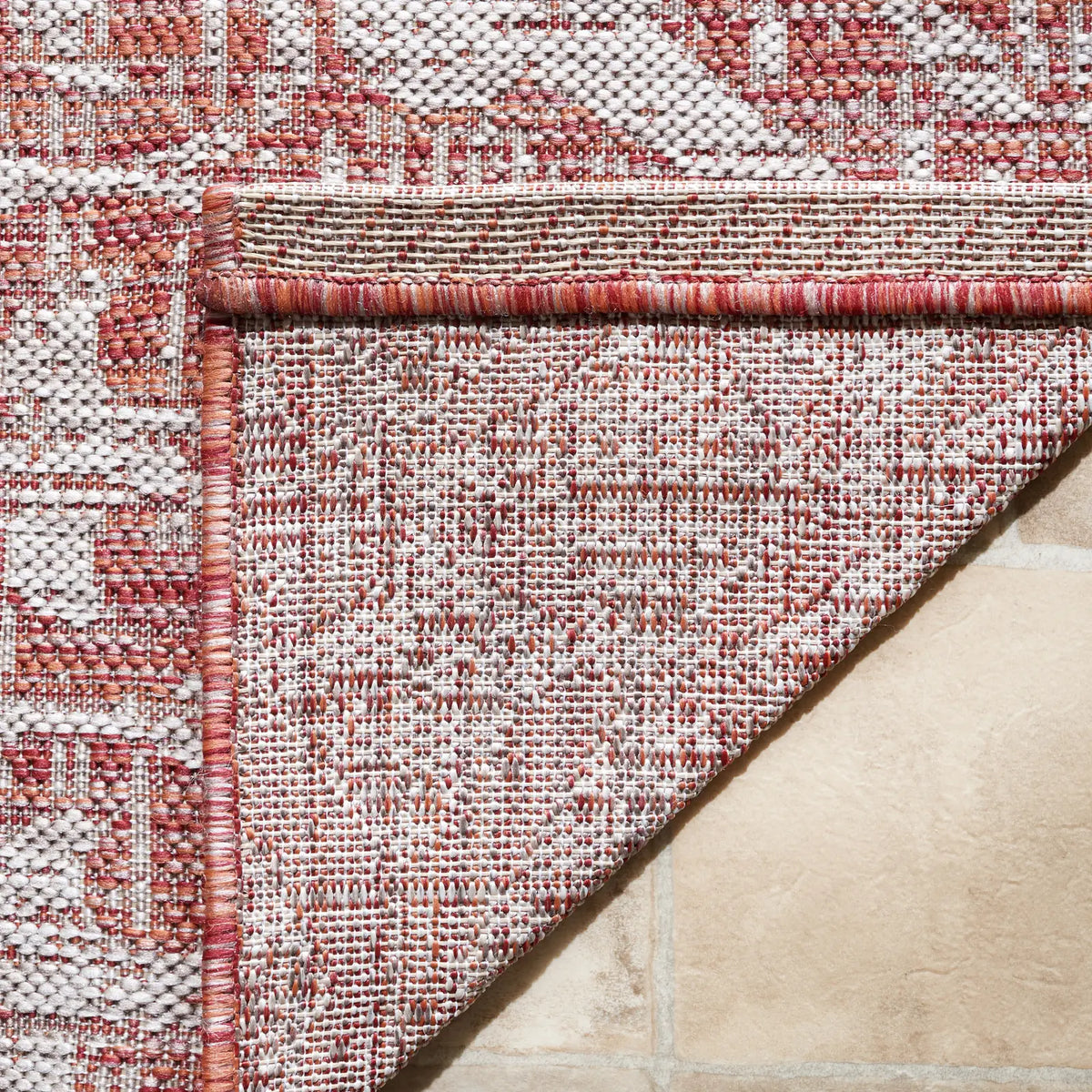 Safavieh Courtyard 6'-7" x 9'-6" Rug in Rust / Grey