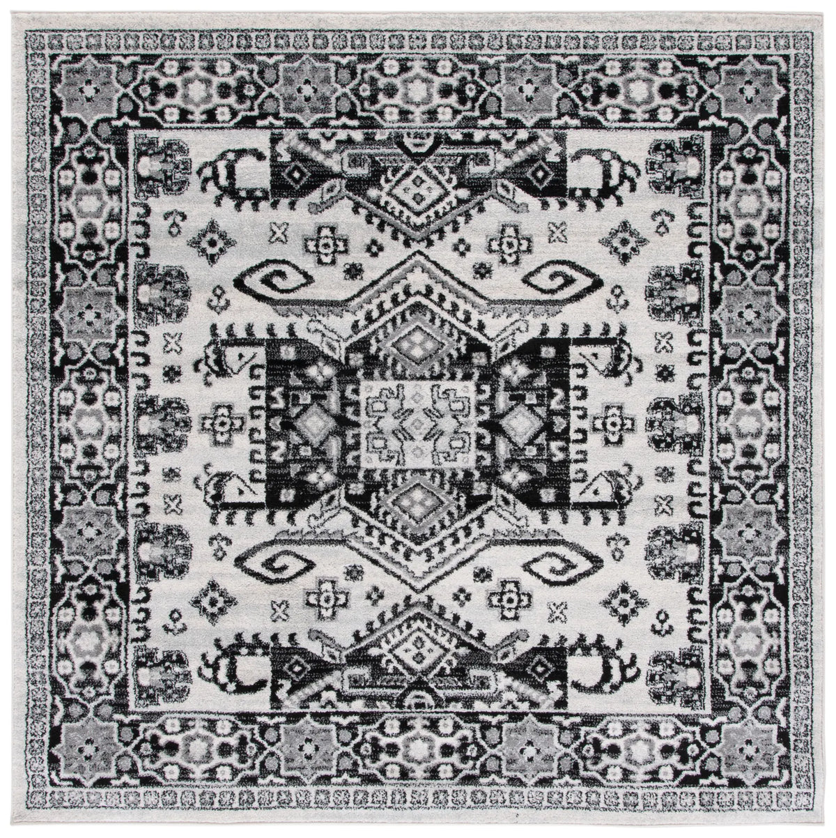 Safavieh Tulum 6'-7" x 6'-7" Rug in Ivory / Black