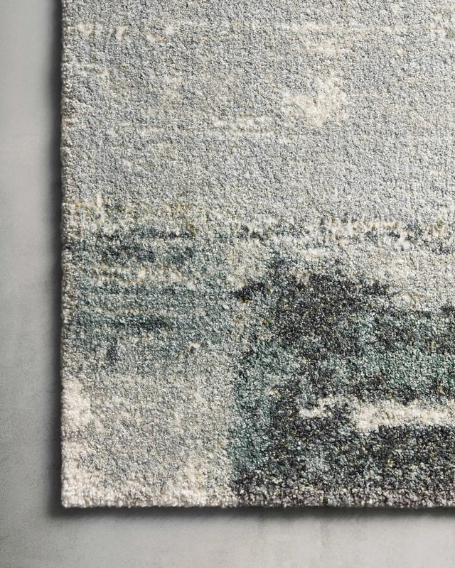 Loloi Augustus Ags-03 Slate Blue Rugs - corner on wood