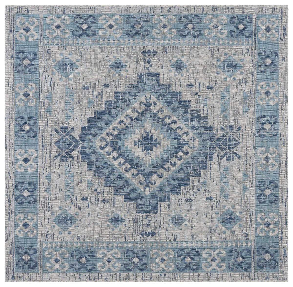 Safavieh Courtyard 6'-7" x 6'-7" Rug in Light Grey / Blue