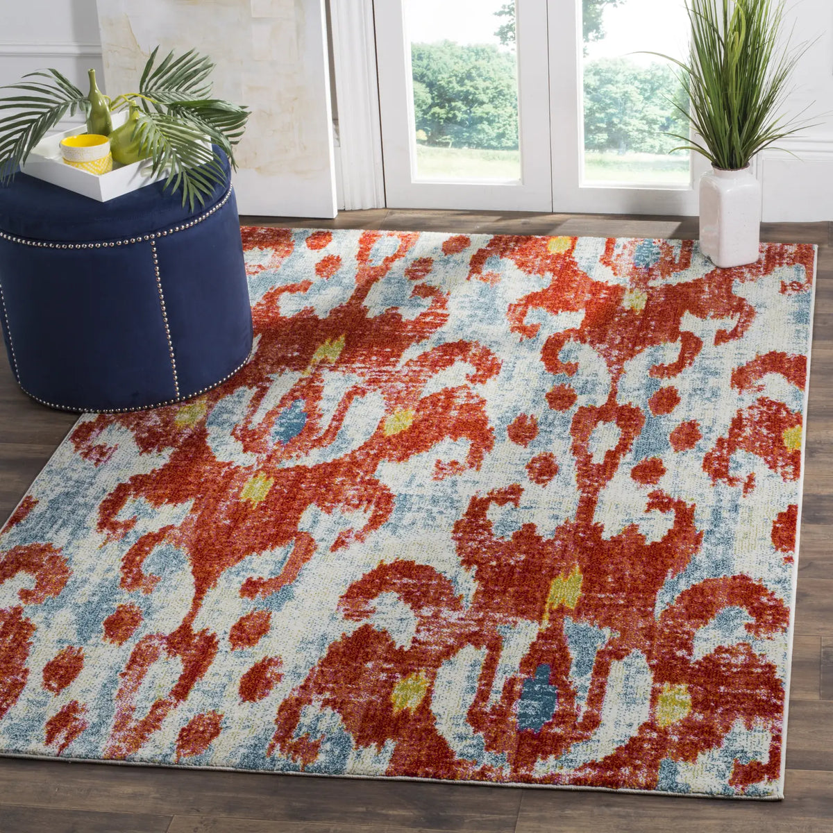 Safavieh Watercolor 4'-0" x 6'-0" Rug in Brickred / Light Blue