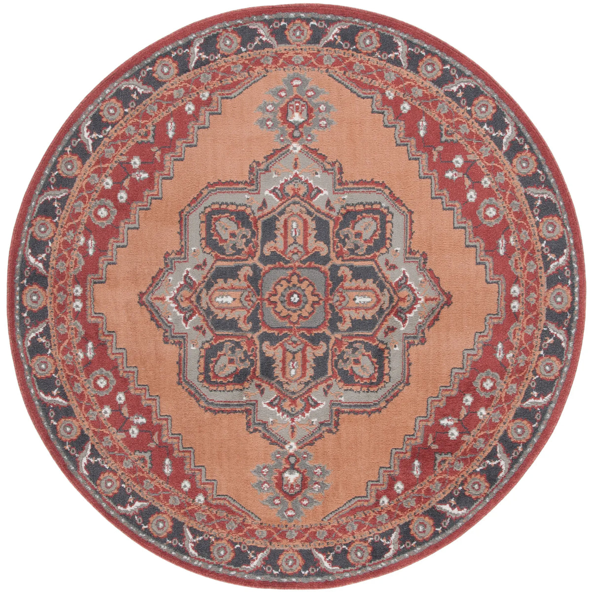 Safavieh Pyramid 6'-7" x 6'-7" Rug in Rust / Ivory Grey
