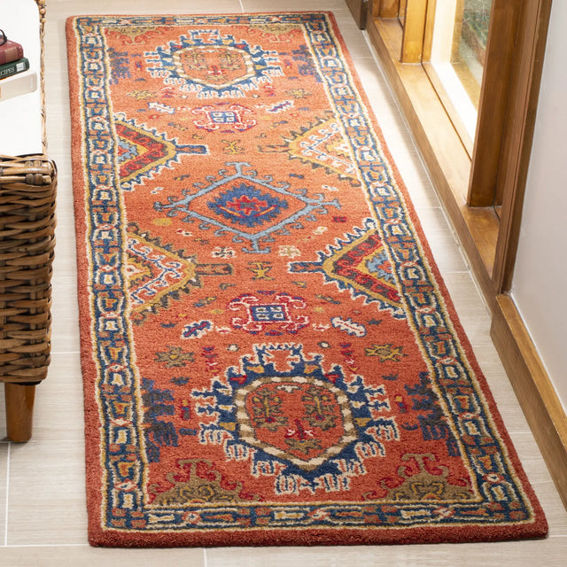 Safavieh Heritage 2'-3" x 11'-0" Rug in Rust / Navy