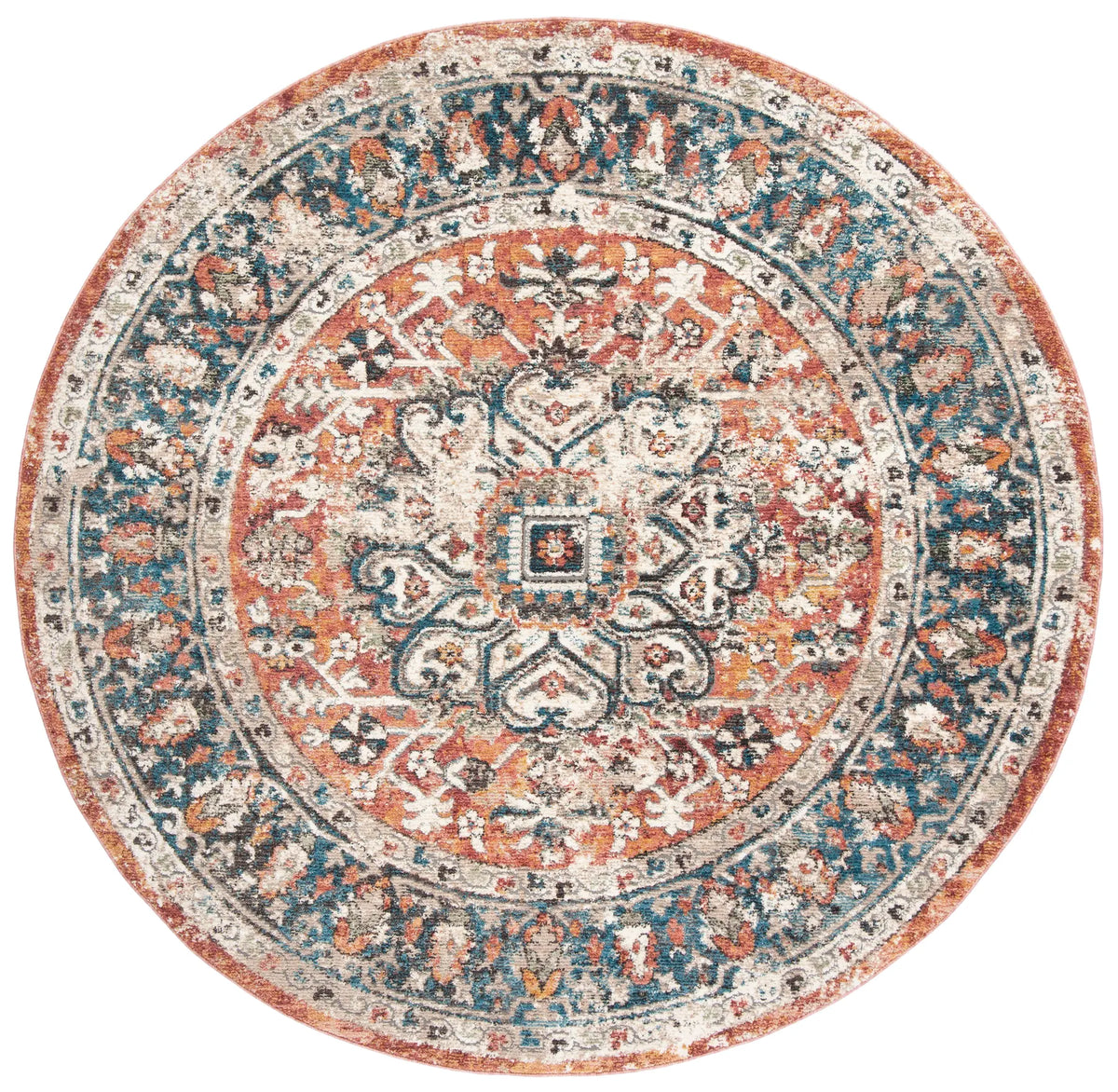 Safavieh Carlyle 200 6'-7" x 6'-7" Rug in Orange / Blue