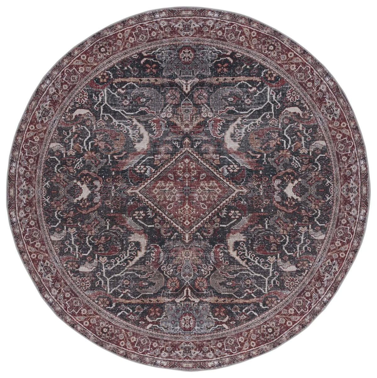 Safavieh Tucson 6'-0" x 6'-0" Rug in Dark Green / Rust