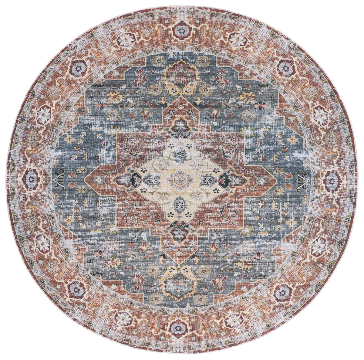 Safavieh Arizona 6'-0" x 6'-0" Rug in Rust / Blue Green