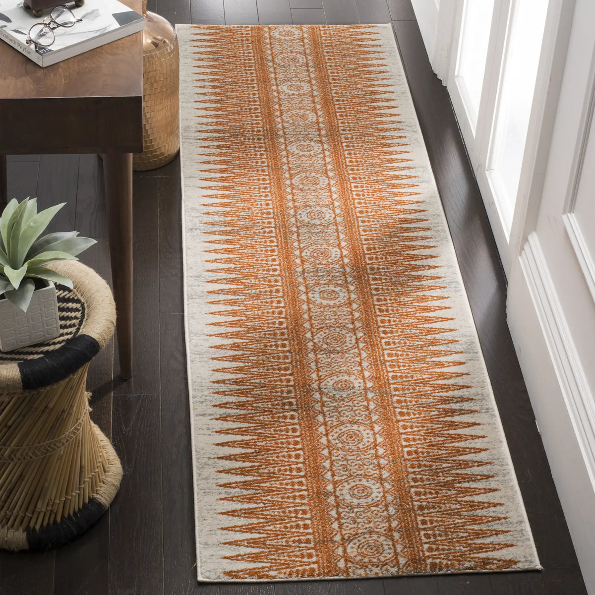 Safavieh Evoke 2'-2" x 11'-0" Rug in Ivory / Orange