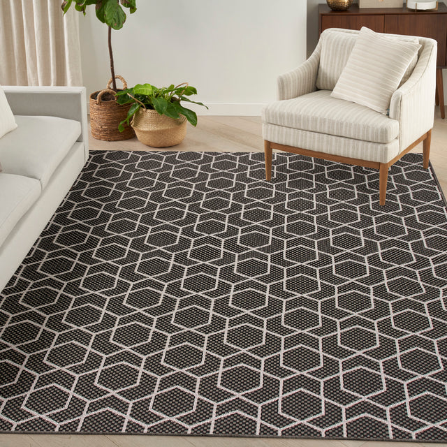 Nourison Horizon Indoor/Outdoor HOZ01 Black Contemporary Area Rugs