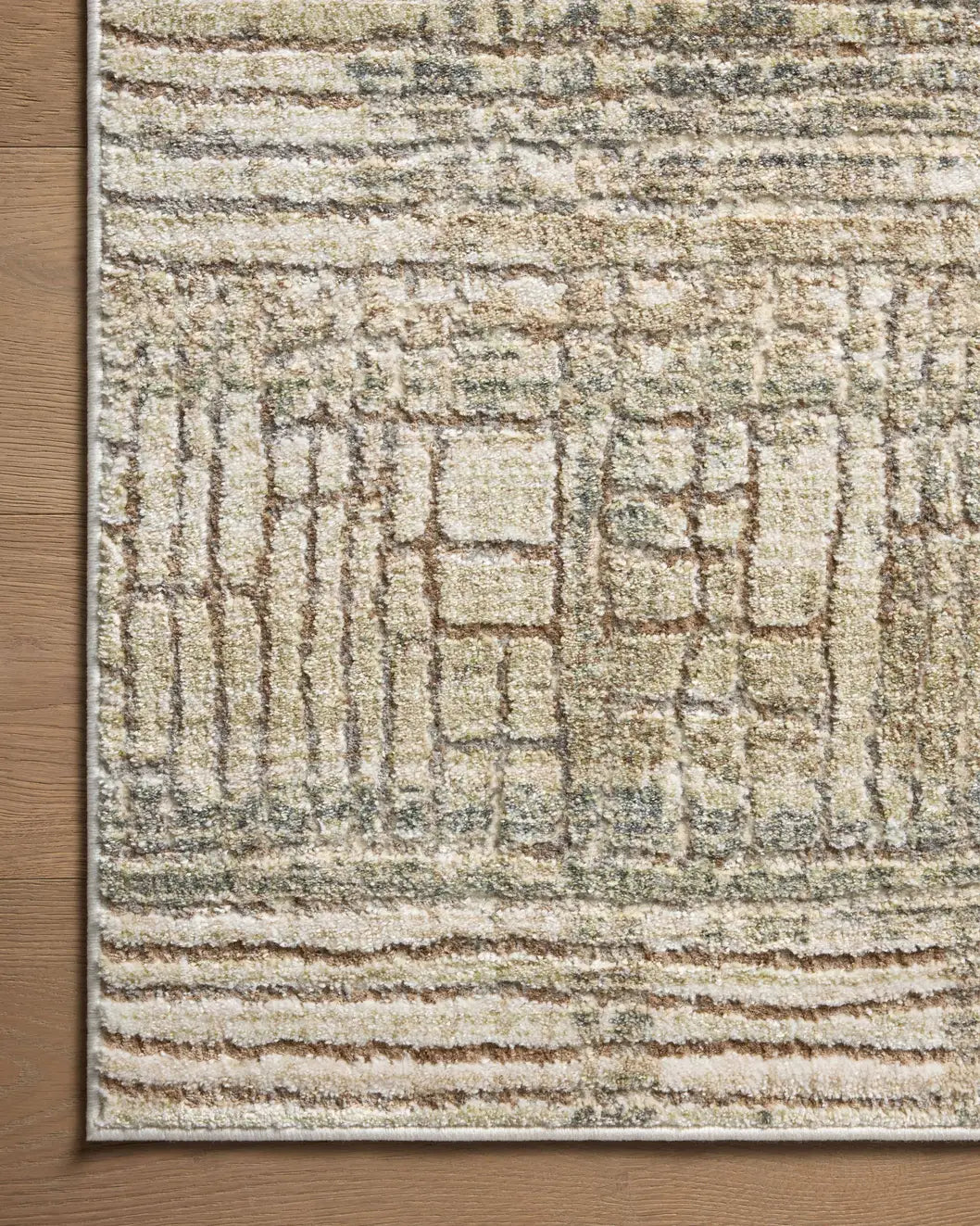 Loloi Wyatt Wya-03 Lagoon/Natural Rug - corner on wood