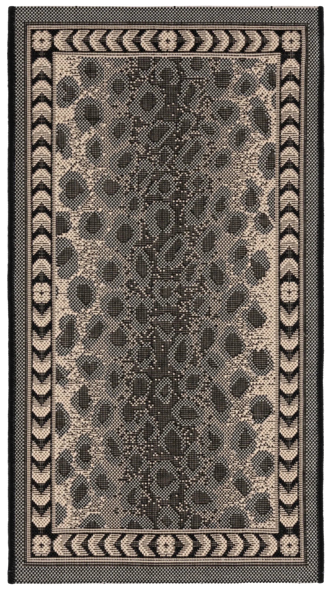 Safavieh Courtyard 2'-0" x 3'-7" Rug in Grey / Black