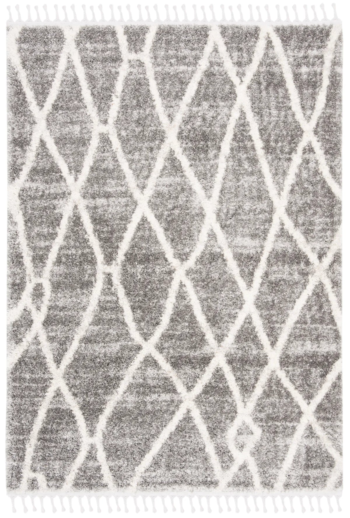 Safavieh Berber Fringe Shag 5'-3" x 7'-6" Rug in Grey / Cream