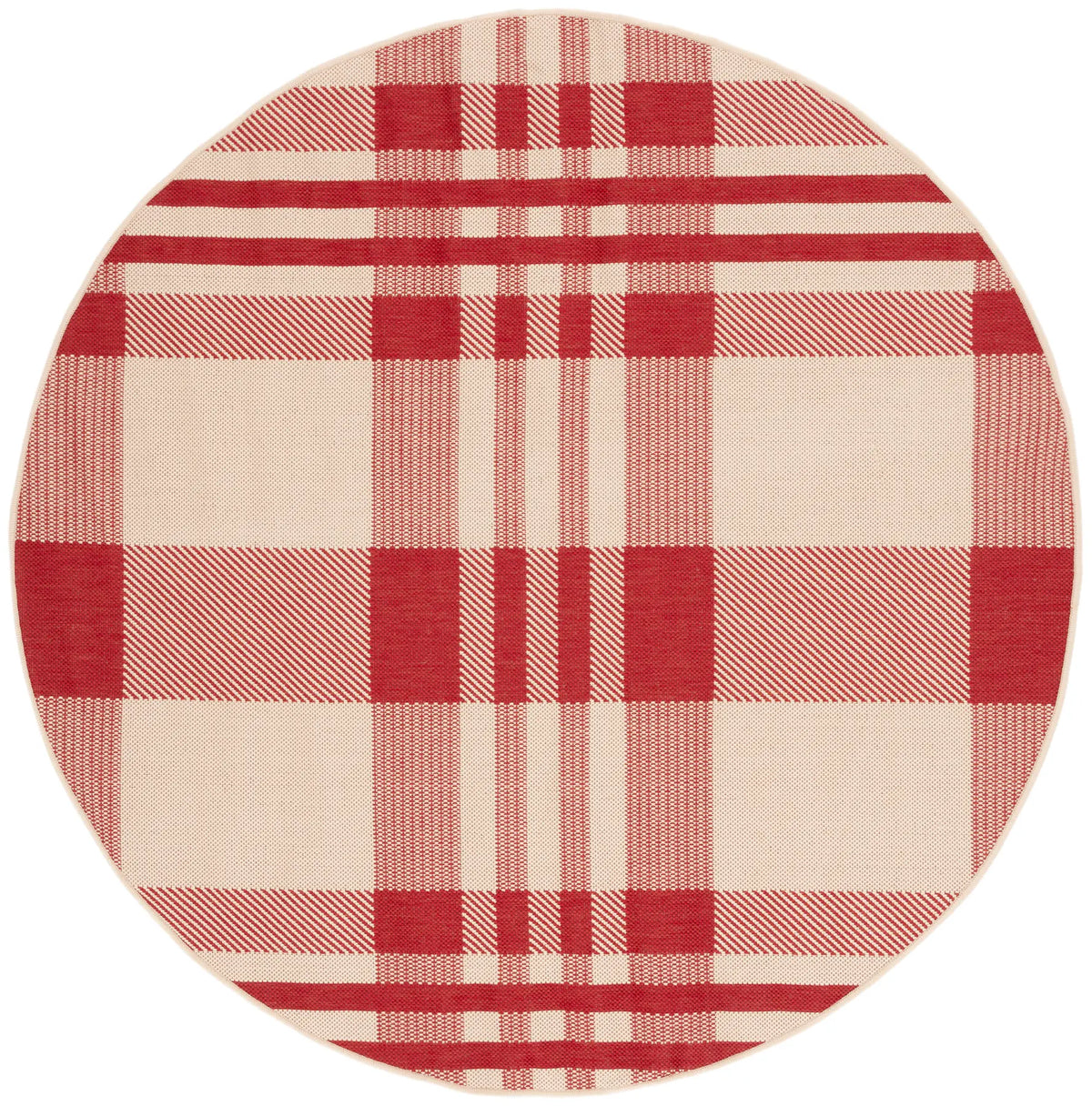 Safavieh Courtyard 5'-3" x 5'-3" Rug in Red / Bone