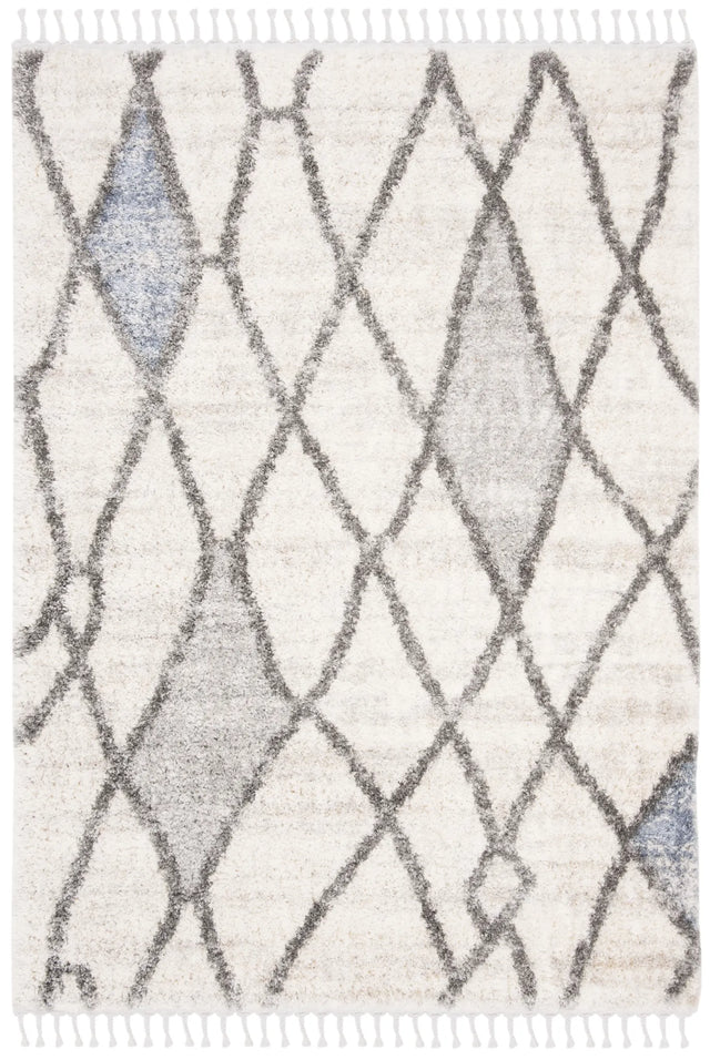 Safavieh Berber Fringe Shag 4'-0" x 6'-0" Rug in Cream / Blue