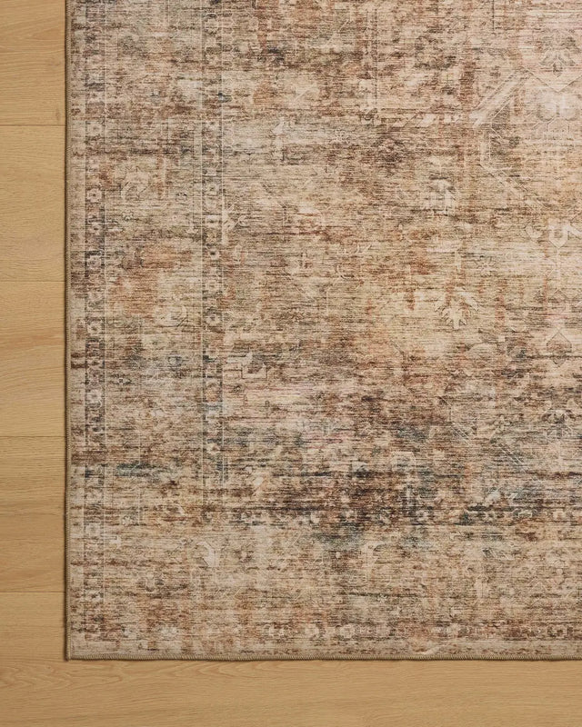 Loloi Anniston ANS-06 Clay / Charcoal Rug - corner on wood